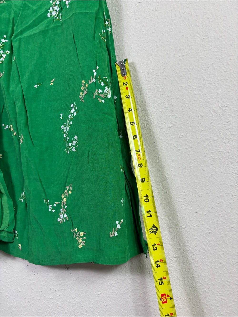 Faithfull The Brand Myrtille Midi Smocked Dress Green Floral w/ side slits sz 6 - Picture 10 of 11